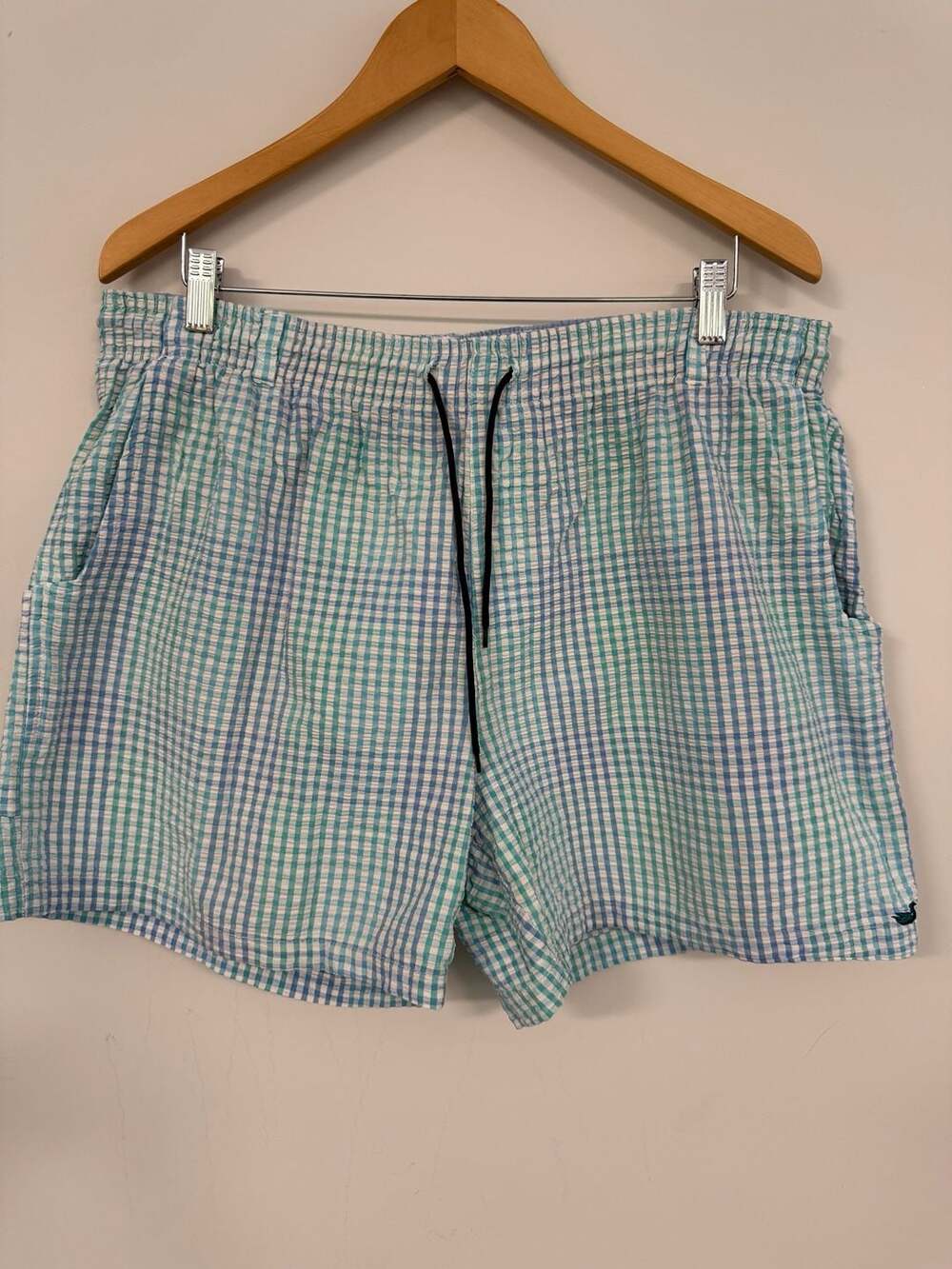 Southern Marsh Dockside Seersucker Gingham Swim Trunks